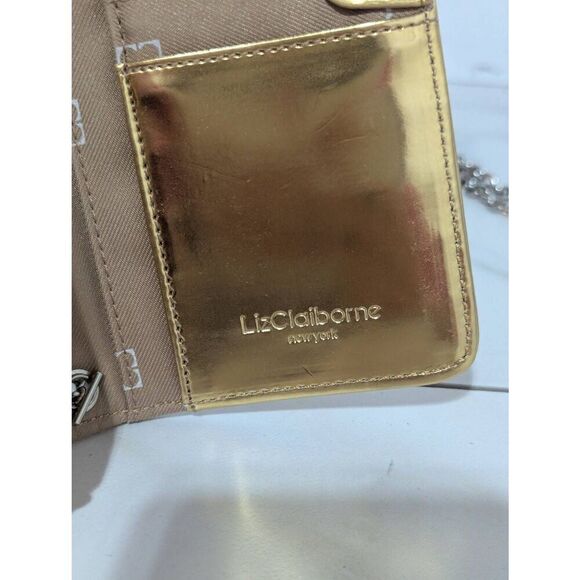 Liz Claiborne New York Women's Shiny Gold Cross Body Wallet - Picture 3 of 8